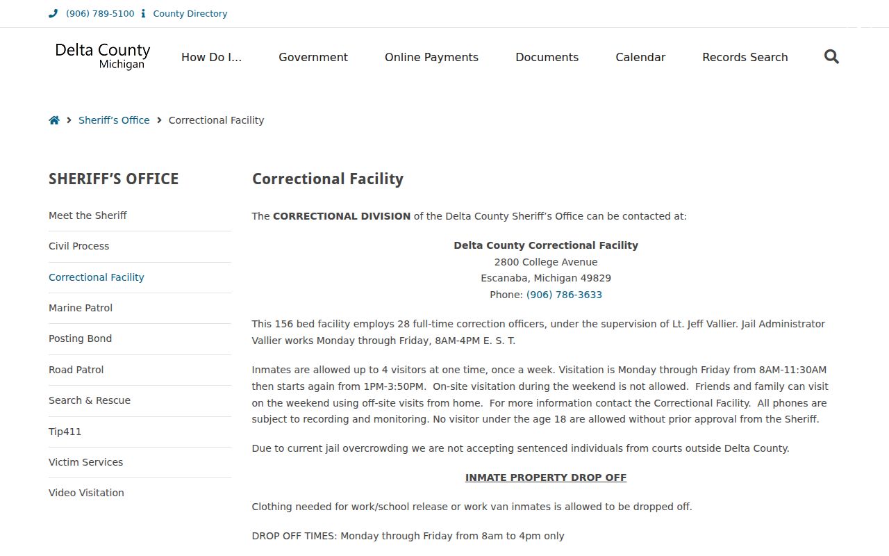 Delta County arrest records correctional facility information