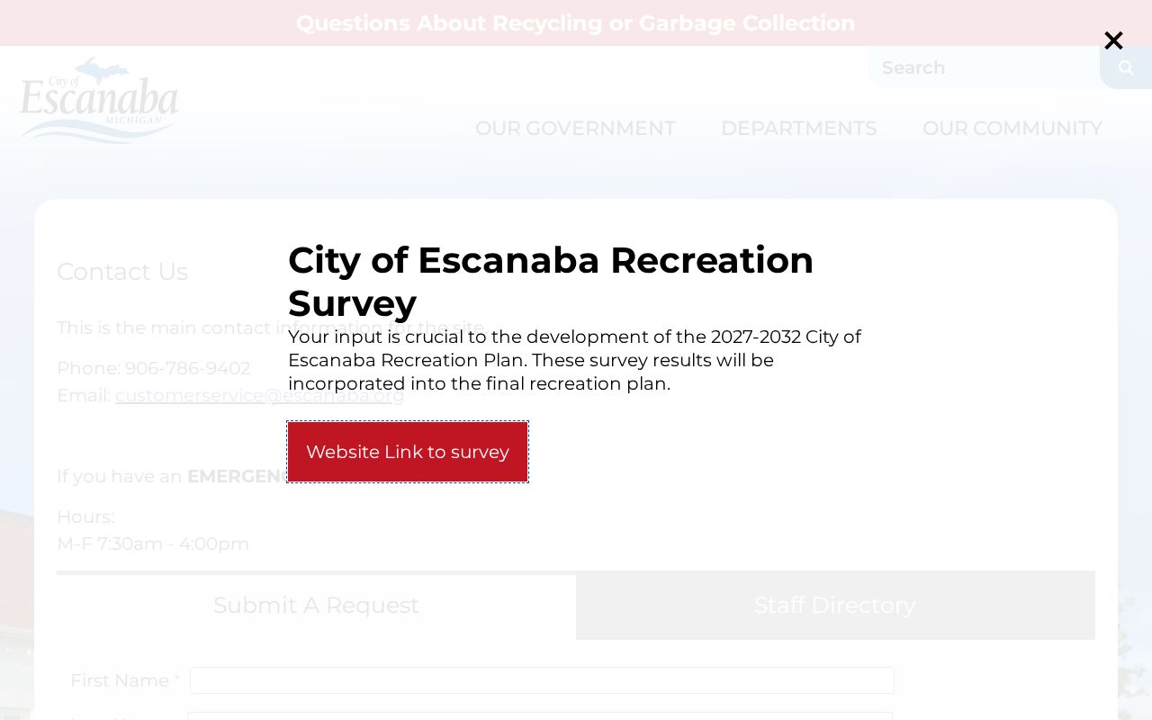 Escanaba criminal records contacts and office hours
