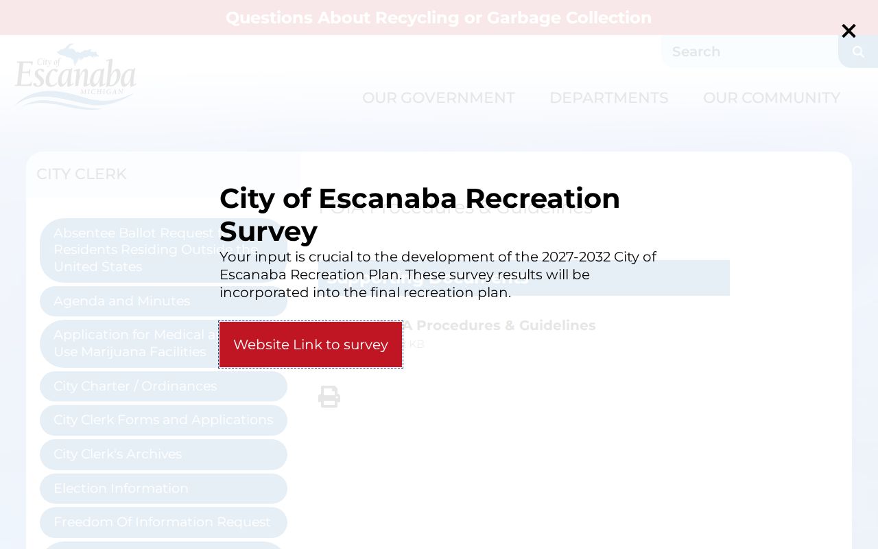 Escanaba criminal records FOIA procedures and guidelines