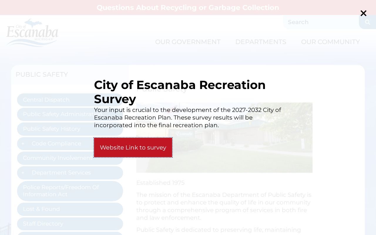 Escanaba criminal records at the Department of Public Safety