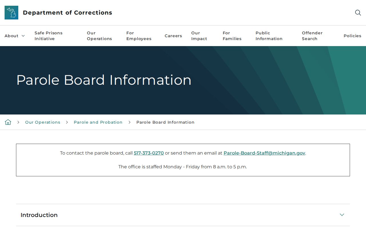 Michigan Parole Board information for Delta County criminal records