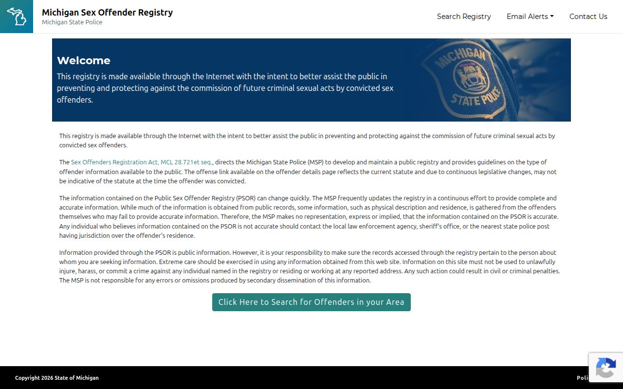 Delta County sex offender lookup Michigan PSOR search